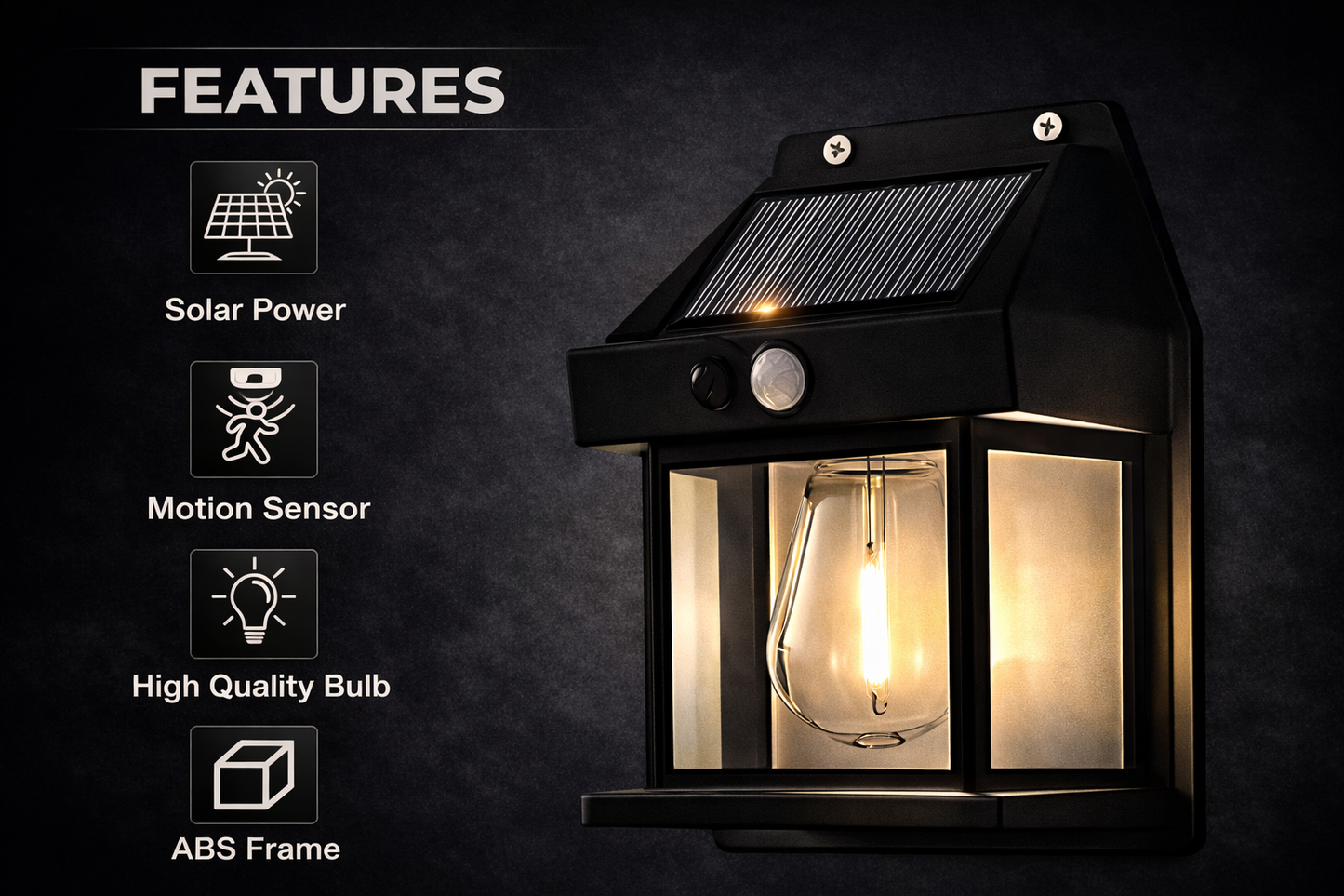Solar Motion Sensor Wall Light – Outdoor Waterproof LED Lamp | Auto Night Light |single  lamp
