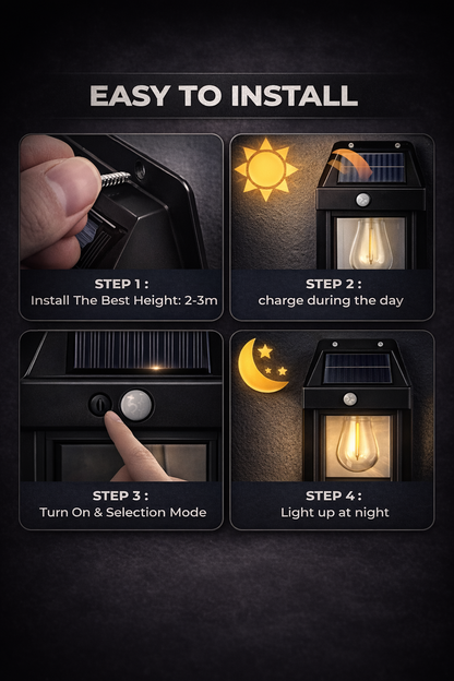 Solar Motion Sensor Wall Light – Outdoor Waterproof LED Lamp | Auto Night Light |single  lamp